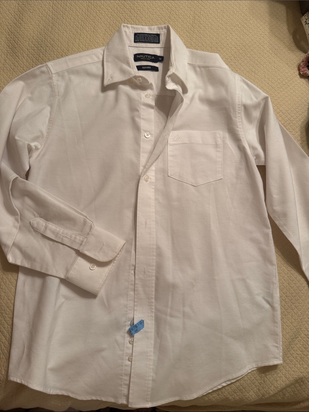 Nautica boys 14 White Button-Front Dress Shirt with Chest Pocket